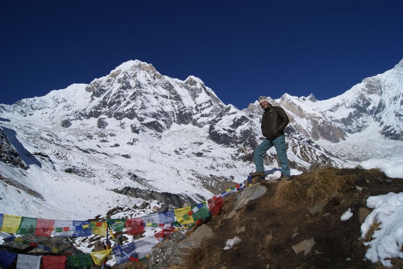 Kevin at the End of a Nine-Day Hike Through the Himalayan Mountains in Nepal