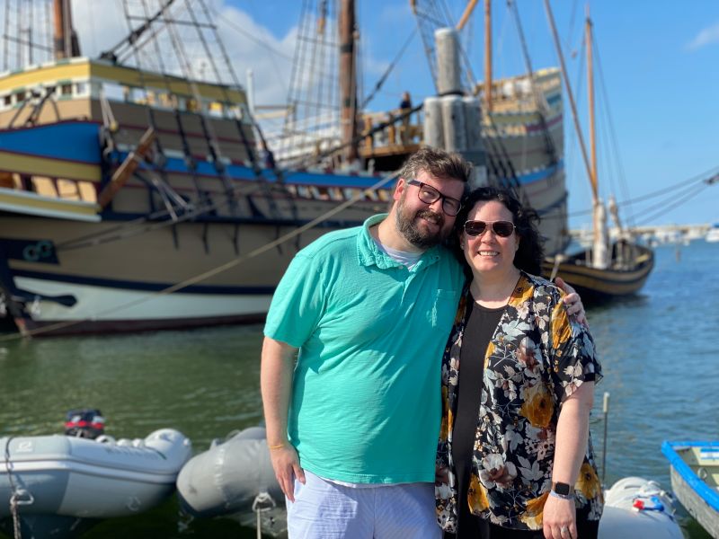 In Front of the Mayflower in Plymouth, MA