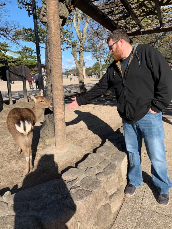 Chris Petting a Deer