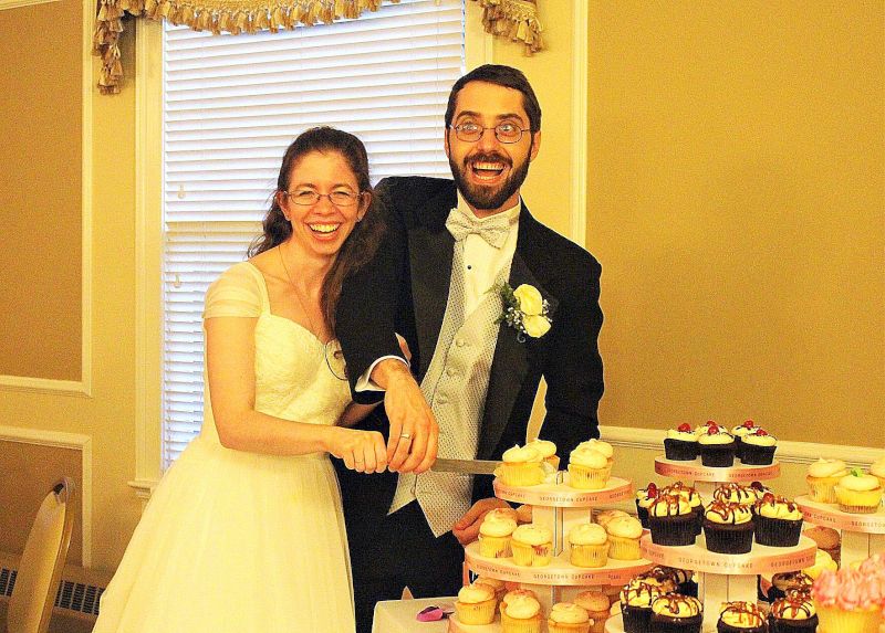 Cutting the Cupcakes at Our Wedding