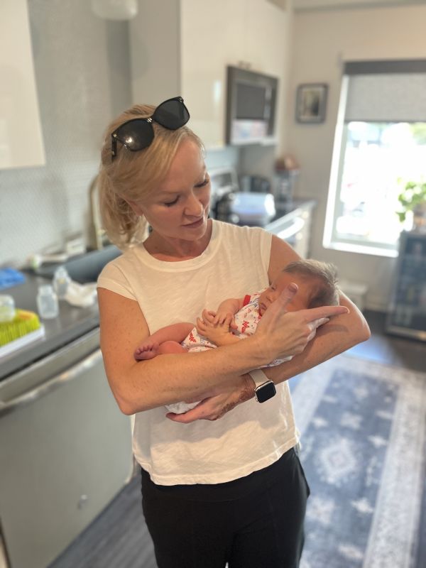 Melissa With a Friend's New Baby!