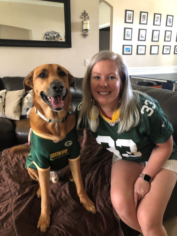 Carolyn & Lambeau Ready for the Kickoff