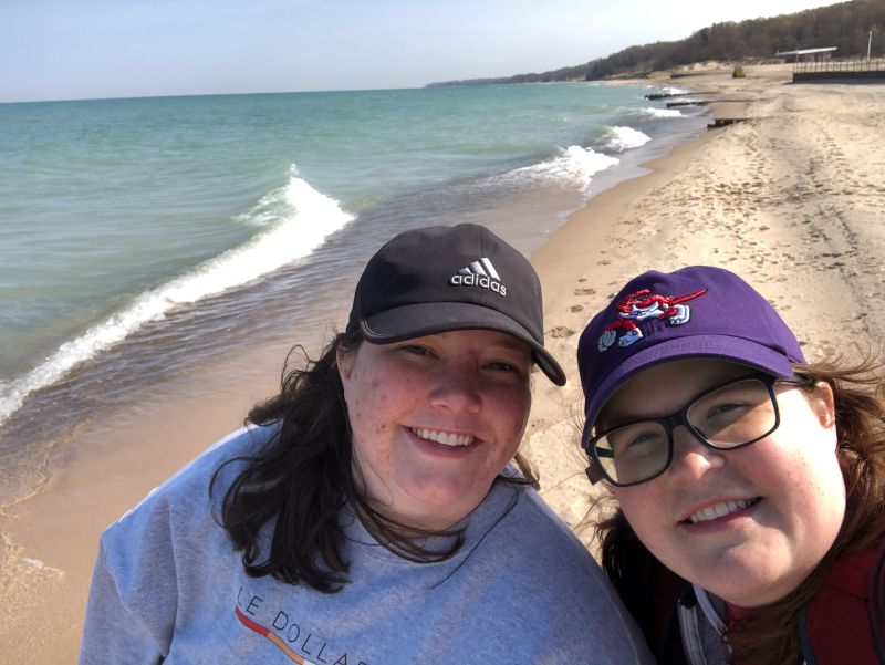 Enjoying a Walk Along Lake Michigan