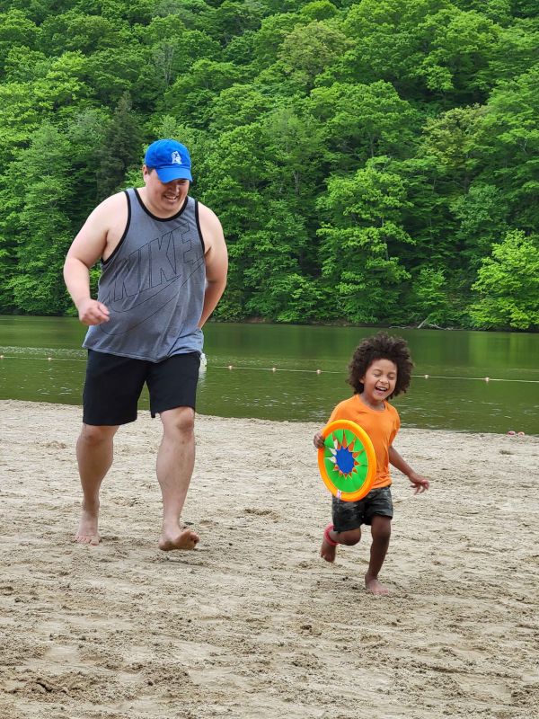 Donnie and Tyler Playing at the Beach