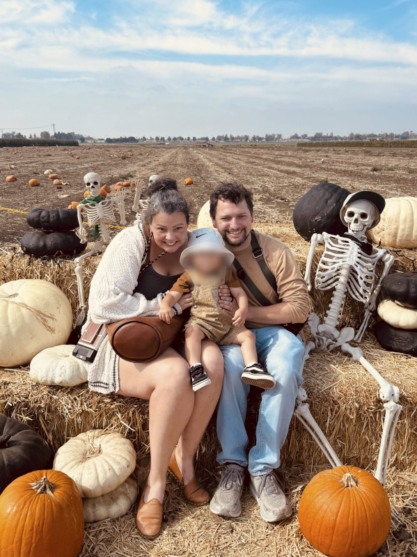 With Our Nephew Hanging With the Skeletons at the Local Pumpkin Patch