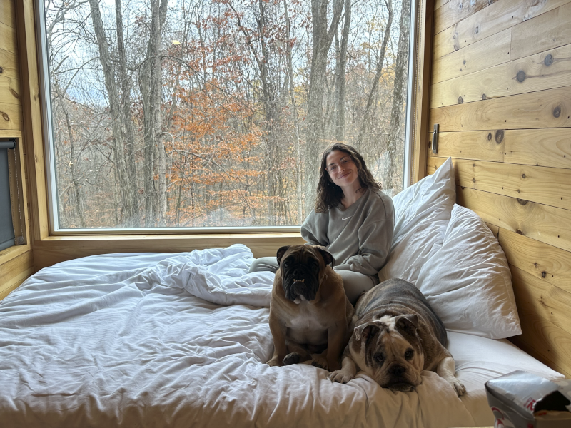 Danielle With Apollo and Zeus Camping