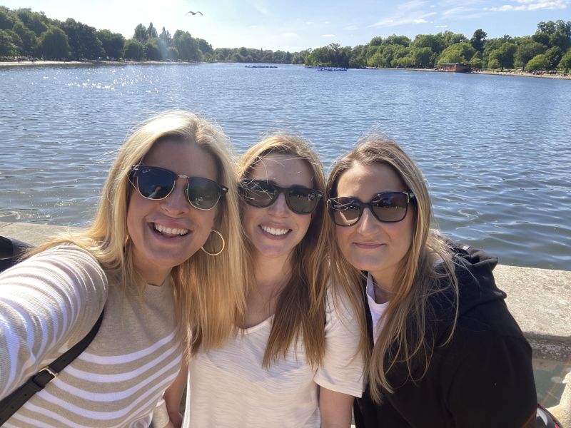 Julie with Katie and Kristen in a London Park