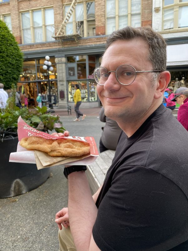 Matt with Elephant Ear on Vacation