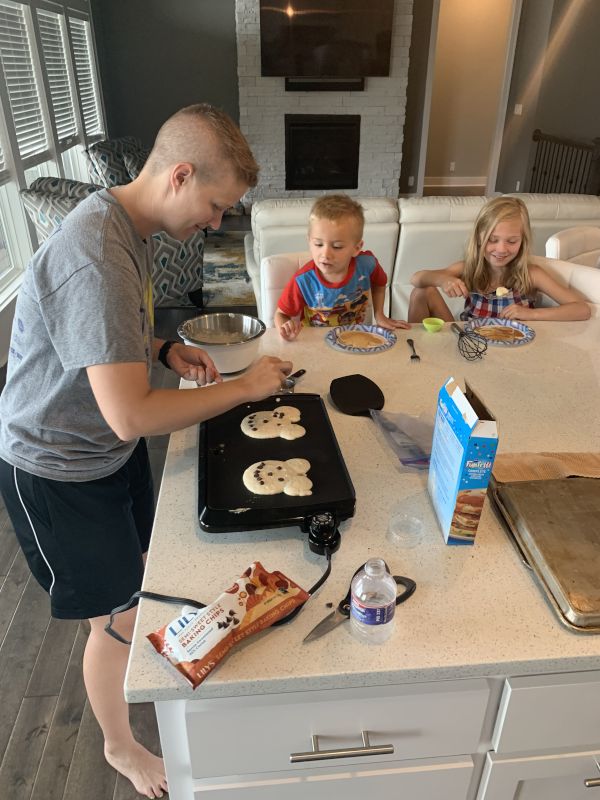Krista Making Pancakes With Our Niece & Nephew