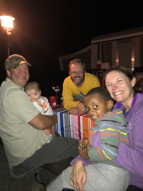 Dinner with friends while camping