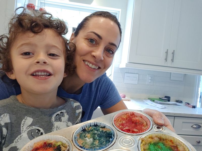 Making Colored Cupcakes With Our Nephew