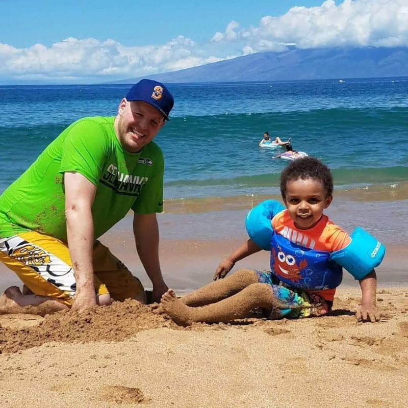 Playing in the Sand in Maui