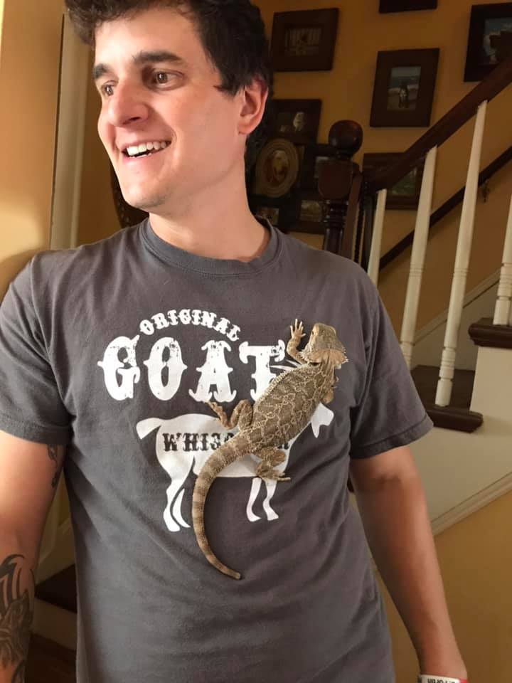 Eric Hanging Out With Our Pet Bearded Dragon