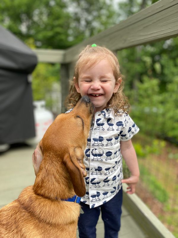 Our Dog, Sam, & a Friend's Child