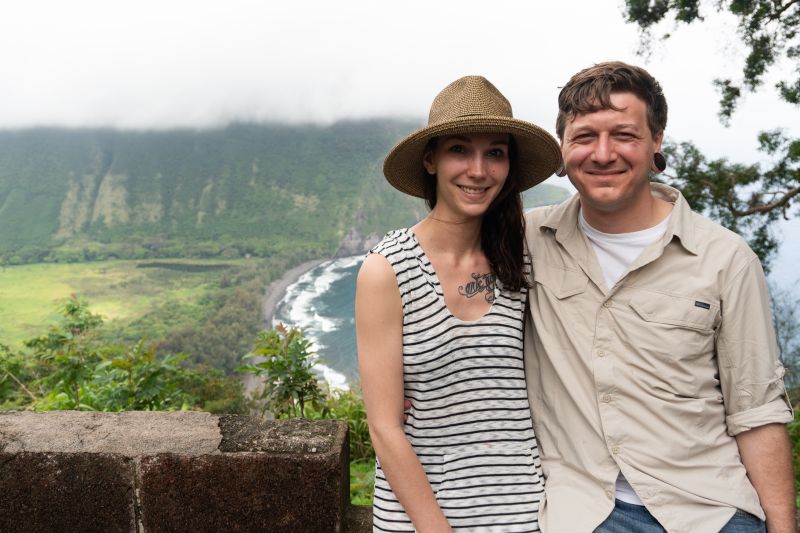 Preparing to Trek Down to the Black Sands in Hawaii