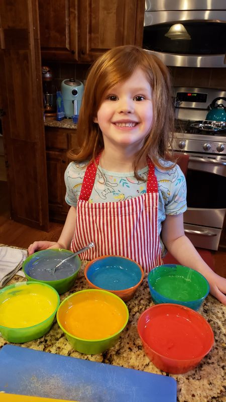 Baking a Rainbow Cake With Hazel