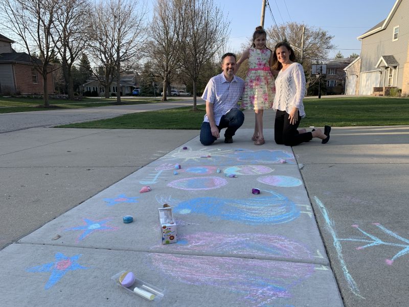 Chalking Up the Sidewalk with Our Niece