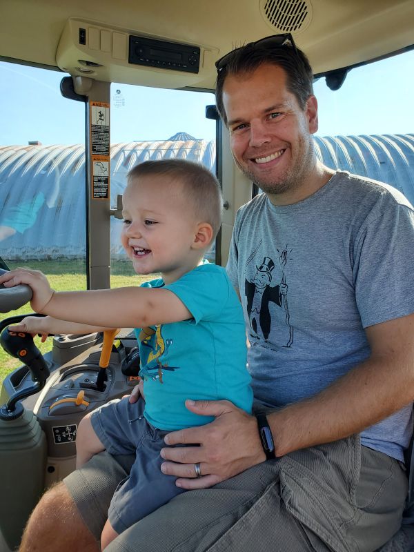 Daddy & Isaac on a Tractor